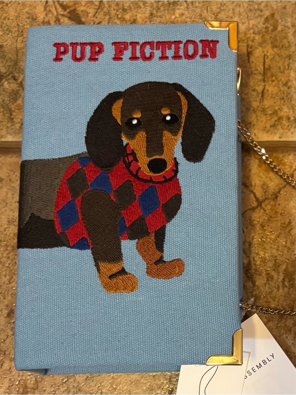 NWT Free Assembly Pup Fiction Dachshund Mini Crossbody Clutch Handbag - Picture 2 of 12